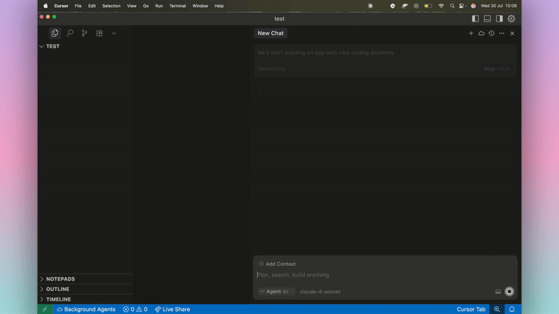 MCP Server Demo showing Vibe Coding Academy in action